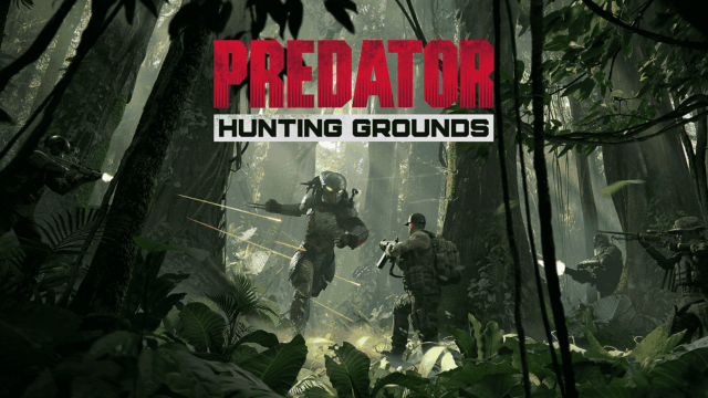Predator engaging fireteam soldiers in dense jungle combat with gunfire and tactical movement