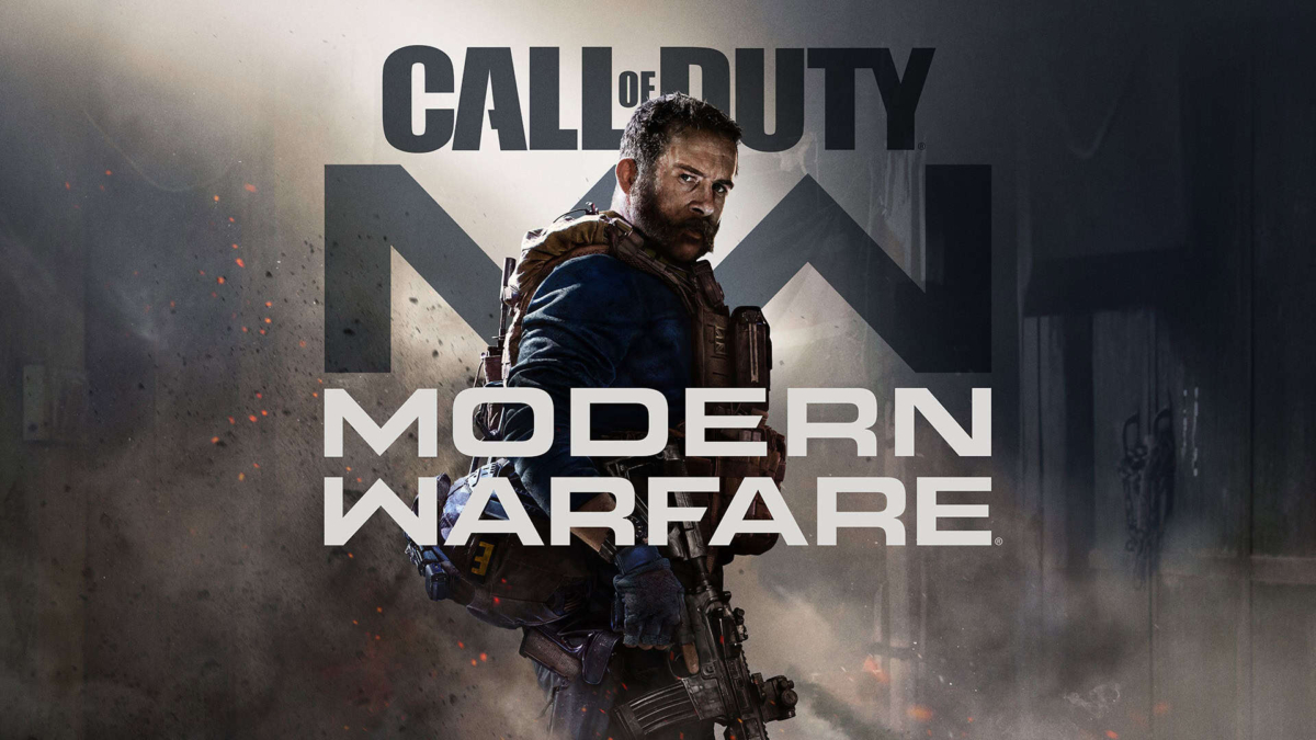Soldier wearing tactical gear and holding a rifle stands before a smoky background with 'Call of Duty Modern Warfare' text