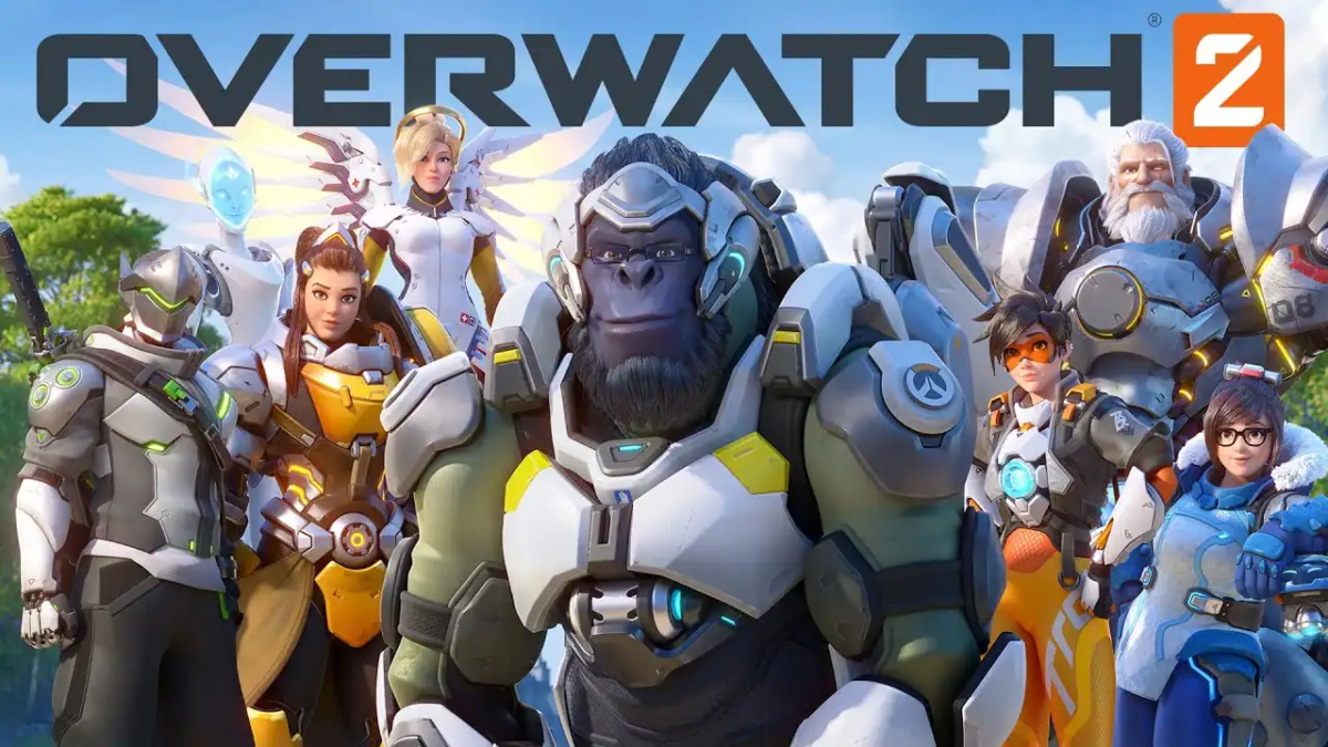 Group of animated characters in futuristic armour standing together outdoors under blue sky