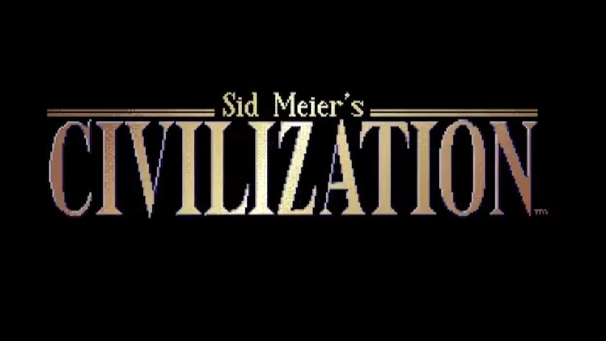 Sid Meier's Civilization logo with brown and beige text on a black background