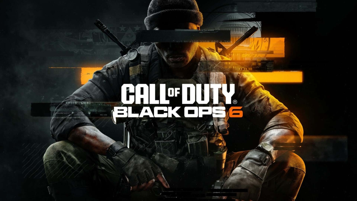 Soldier in tactical gear seated with crossed arms, black background, Call of Duty Black Ops 6 logo overlaid