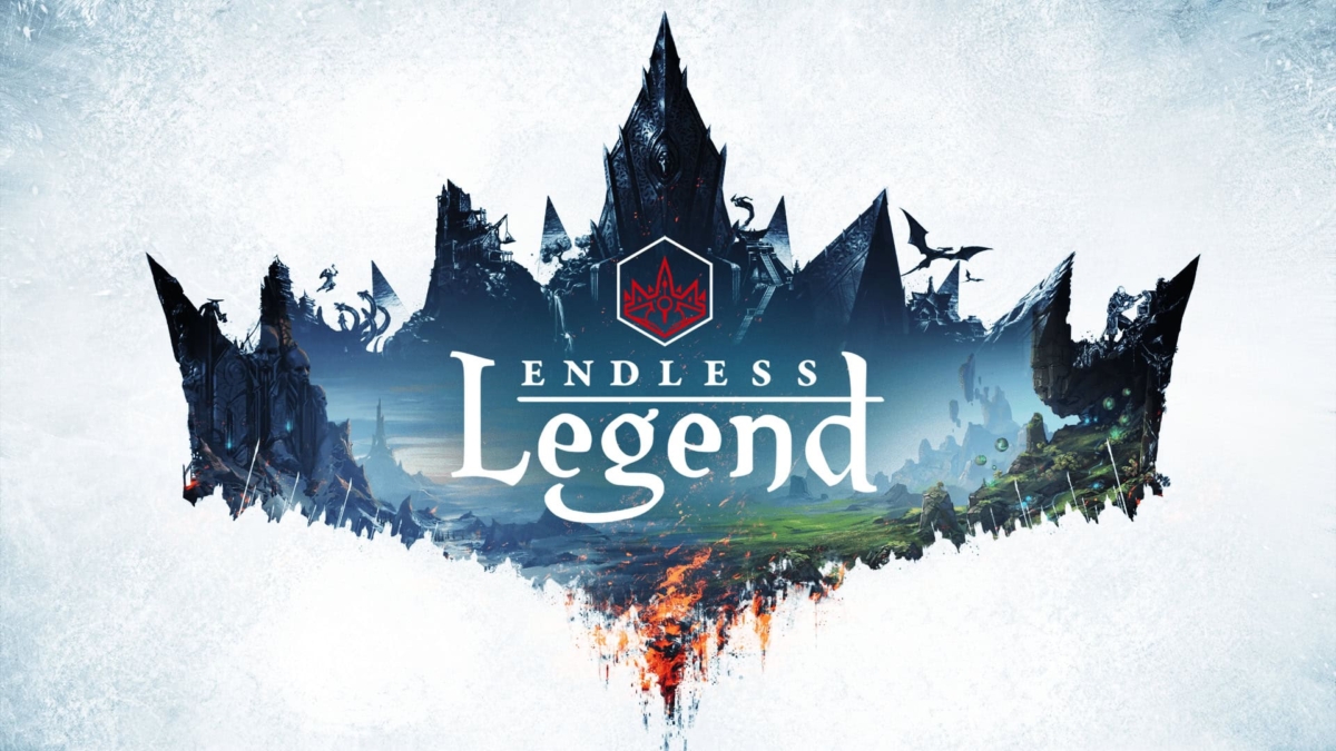 ENDLESS Legend logo with fantasy landscape and dark fortress silhouette above melting edges